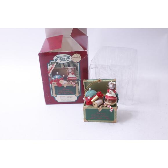 Christmas Stitches Musical Ornament, The San Francisco Music Box Company, - Picture 1 of 2